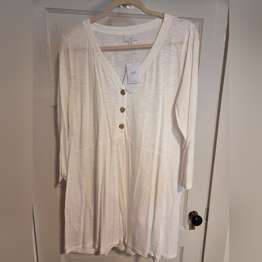 J. Jill Elliptical Slub-Knit Tunic Top - White - NWT